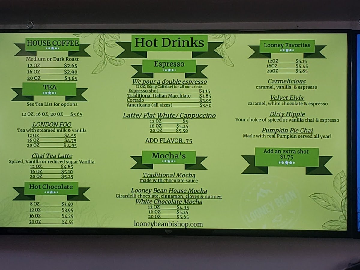 Looney Bean Menu - Image 1